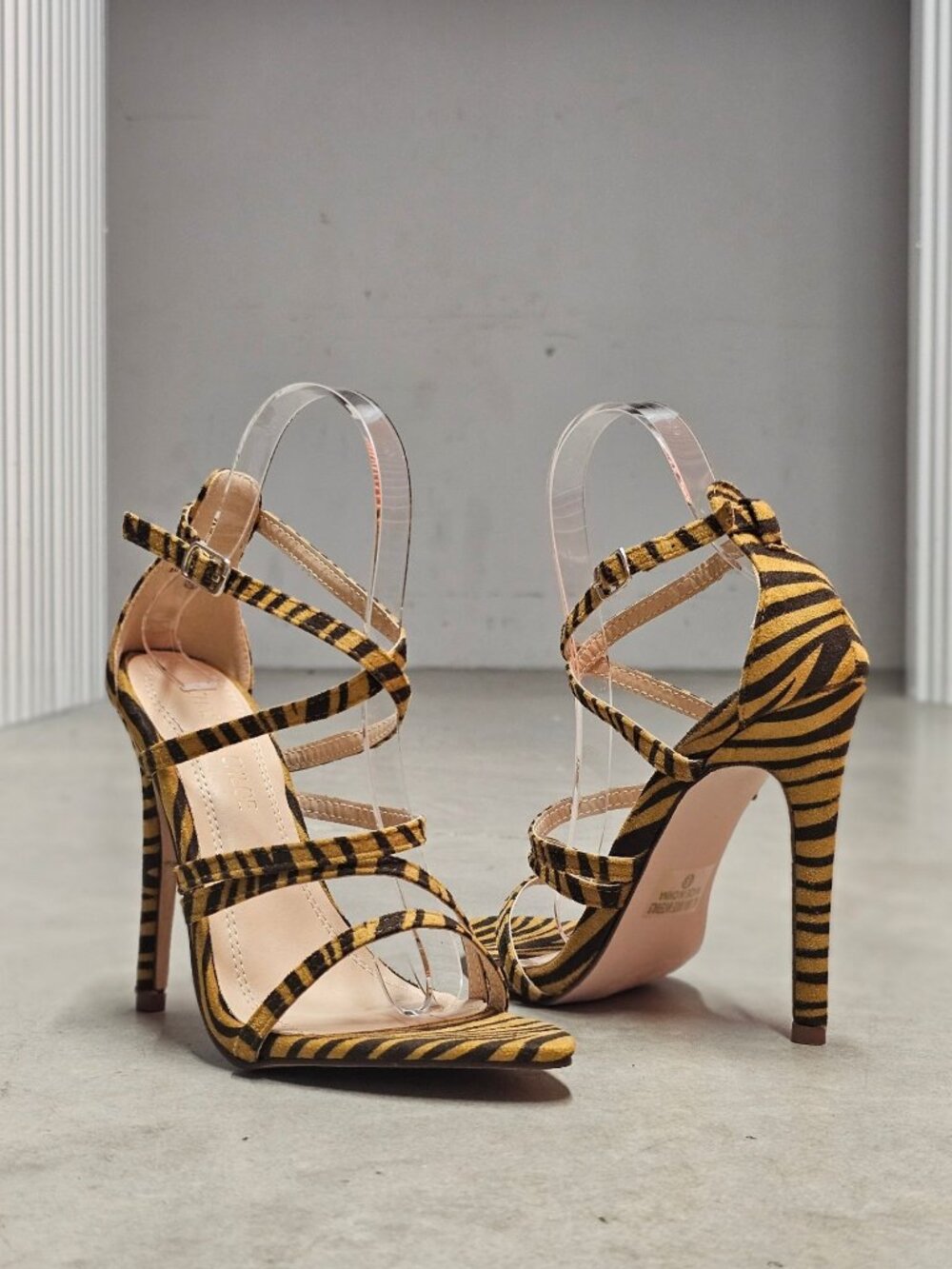 Zebra Print Strappy Stiletto High Heels With Adjustable Buckle Closure Bold Desi